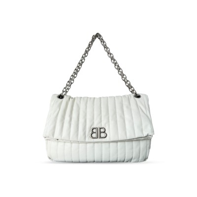 BALENCIAGA WOMEN'S MONACO CHAIN BAG LARGE IN WHITE 7659332KASE1000 (43.5*32*13cm)